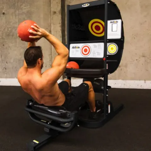 Ab Coaster Ab Solo Abdominal Exercise Machine with Patented Ball Return Design, Touch Targets, Repetition Counter, Training Balls Included Black