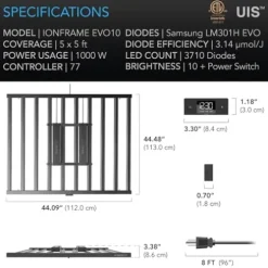 AC Infinity IONFRAME EVO10 LED Grow Light 1000W Black
