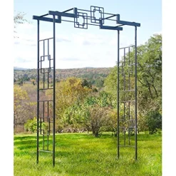Achla Squares Arbor II Garden Arch Graphite