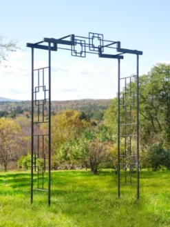 Achla Squares Arbor II Garden Arch Graphite