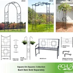 Achla Squares Arbor II Garden Arch Graphite