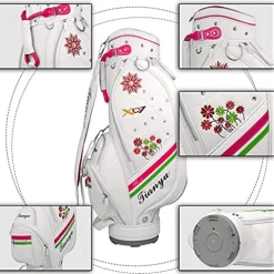 ACXZ Women’s Floral Embroidered Golf Staff Carry Bag White