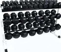 Ader Dumbbell Set 2-70 lbs 19 Pairs with 72” Rack and Rubber Mat