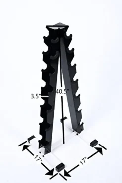 Ader Octagon Rubber Dumbbells Set 5-50LB (400LB) with Rack & Mat Black