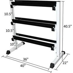 Ader Octagon Rubber Dumbbell Set with Rack & Mat Black/White