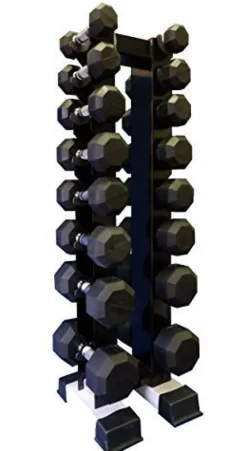 Ader Rubber Dumbbell Set 8 Pairs with Vertical Rack