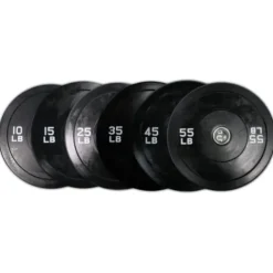 Ader Solid Black Rubber Bumper Olympic Plates Set 370LB Set