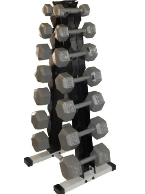 Ader Sporting Goods 7 Pair Dumbbell Rack with Hexagon Dumbbell Set Grey