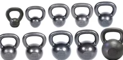Ader Sporting Goods Ader Premier Kettlebell Set w/DVD & Free Rack Rubber Mat Grey, Black