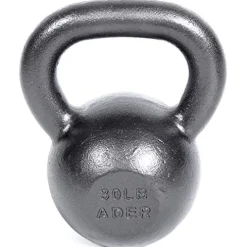 Ader Sporting Goods Ader Premier Kettlebell Set w/DVD & Free Rack Rubber Mat Grey, Black