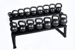 Ader Sporting Goods Ader Premier Kettlebell Set w/DVD & Free Rack Rubber Mat Grey, Black