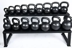 Ader Sporting Goods Ader Premier Kettlebell Set w/DVD & Rack- (4, 6, 8, 10, 12, 16, 20kg) Grey
