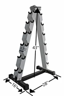 Ader Sporting Goods Black Rubber Dumbbell Set with Rack