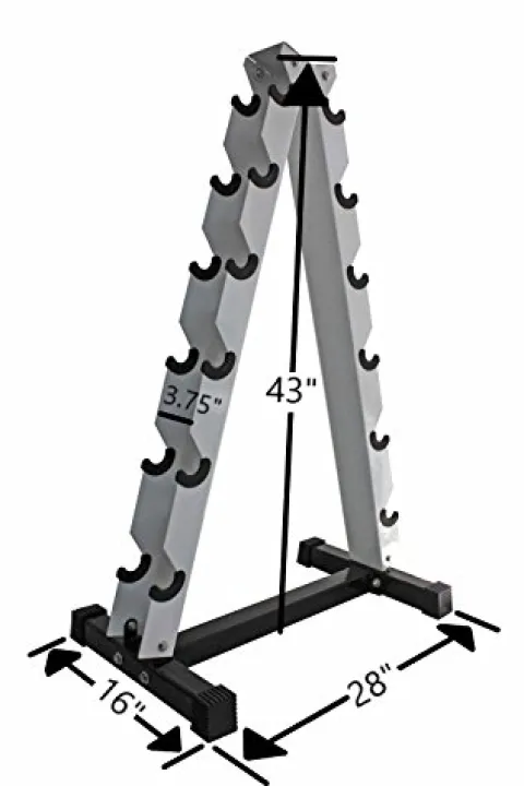 Ader Sporting Goods Black Rubber Dumbbell Set with Rack