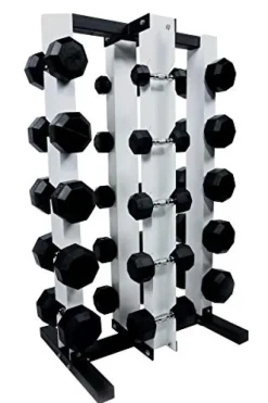 Ader Sporting Goods Black Rubber Dumbbell Set 5-75 Lbs with Racks & Mats