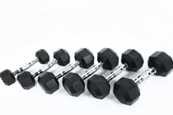 Ader Sporting Goods Black Rubber Dumbbell Set 5-75 Lbs with Racks & Mats