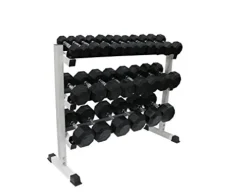 Ader Sporting Goods Black Rubber Dumbbell Set with Rack 554 LBs