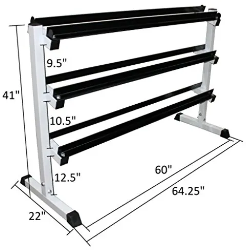 Ader Sporting Goods Black Rubber Dumbbell Set with Rack 554 LBs