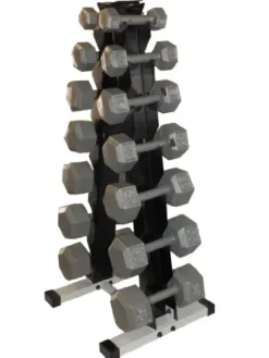 Ader Sporting Goods Dumbbell Rack with Hexgon Dumbbell Set Grey