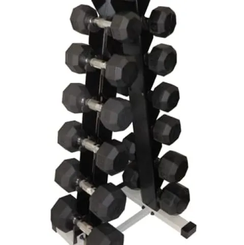 Ader Sporting Goods Octagon Rubber Dumbbells Pair Black