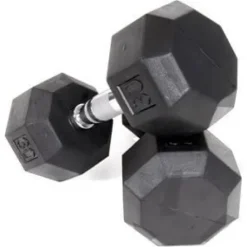 Ader Sporting Goods Octagon Rubber Dumbbells Pair Black