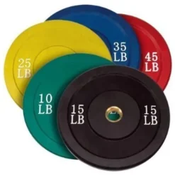 Ader Sporting Goods Olympic Color Bumper Plates Set 260 lbs + Bar & Collars