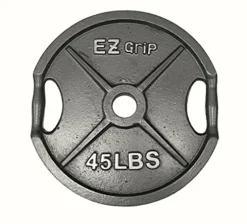 Ader Sporting Goods Olympic Universal White Bench w/Bar & 255lbs Gray Easy Grip Olympic Plates Set Black