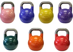 Ader Sporting Goods Pro-grade Int’l Kettlebell Set with Rack and DVD 7 Pairs – Various Colors