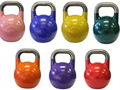 Ader Sporting Goods Pro-grade Int’l Kettlebell Set – 8-32kg (Pink, Blue, Yellow, Green, Orange, Purple, Red)