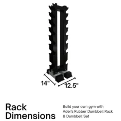Ader Sporting Goods Rubber Dumbbell Set with Rack Black
