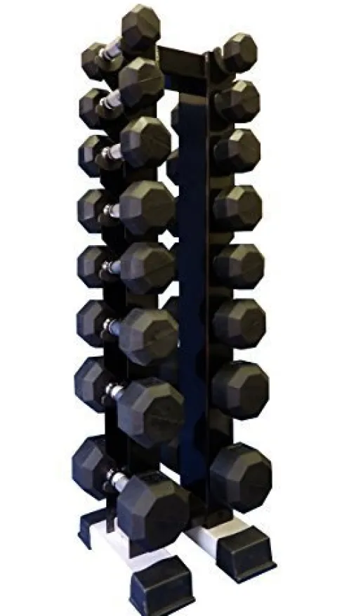 Ader Sporting Goods Rubber Dumbbell Set with Rack Black