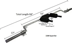 Ader Sporting Goods Safety Squat Olympic Bar Chrome