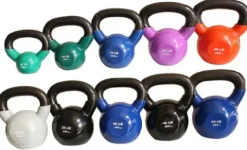 Ader Sporting Goods Vinyl Kettlebell Set 10 Pcs (5-50 lbs) w/Free DVD