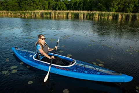 ADVANCED ELEMENTS AirVolution Inflatable Kayak with Roller Bag and Pump – Dropstitch Hull – Blue