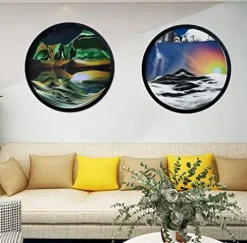 AECEVAN Wall Mount 3D Deep Sea Sand Art Sculpture Green-a