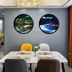 AECEVAN Wall Mount 3D Deep Sea Sand Art Sculpture Green-a