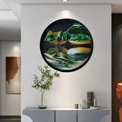 AECEVAN Wall Mount 3D Deep Sea Sand Art Sculpture Green-a