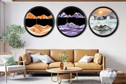 AECEVAN Wall Mount Moving Sand Art 3D Sandscape Purple-F