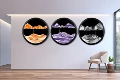 AECEVAN Wall Mount Moving Sand Art 23.6” 3D Deep Sea Sculpture Black-i