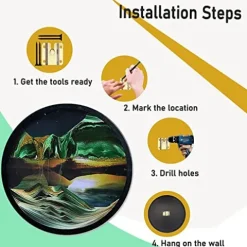 AECEVAN Wall Mount Moving Sand Art 23.6” 3D Deep Sea Sculpture Black-i