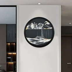 AECEVAN Wall Mount Moving Sand Art 23.6” Round Glass Sculpture I