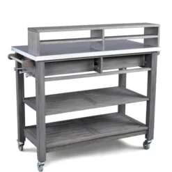 Afuera Living Traditional Wood Potting Bench with Steel Top Grey