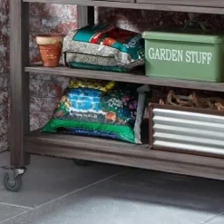 Afuera Living Traditional Wood Potting Bench with Steel Top Grey