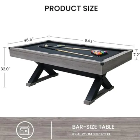 AiAigpt 84 Inch Pool Table Set with Billiard Accessories Rustic Grey