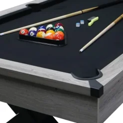 AiAigpt 84 Inch Pool Table Set with Billiard Accessories Rustic Grey