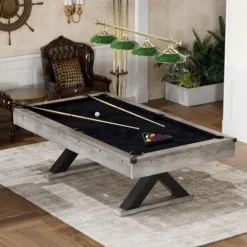 AiAigpt 84 Inch Pool Table Set with Billiard Accessories Rustic Grey