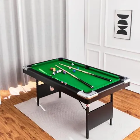 AiAigpt Premium 5.5 Ft Pool Table Green Velvet Cloth MDF Black+Blue