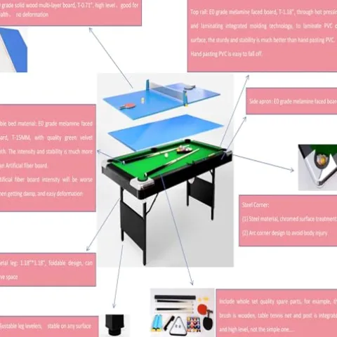 AiAigpt Premium 5.5 Ft Pool Table Green Velvet Cloth MDF Black+Blue