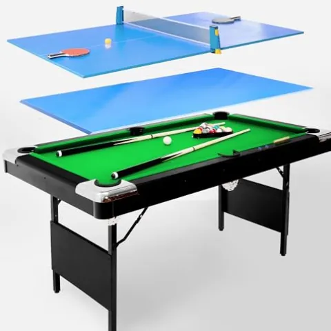 AiAigpt Premium 5.5 Ft Pool Table Green Velvet Cloth MDF Black+Blue