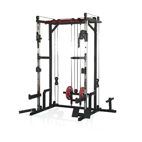 AiAigpt Squat Rack Power Cage with LAT Pulldown 1400 lb Capacity Orange+Black